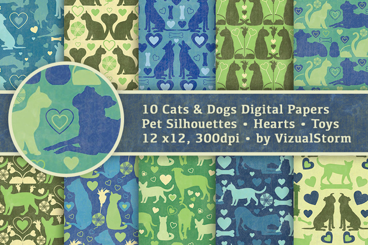 Cats and Dogs Background Patterns, a Pattern Graphic by VizualStorm (Photo 1 of 3)