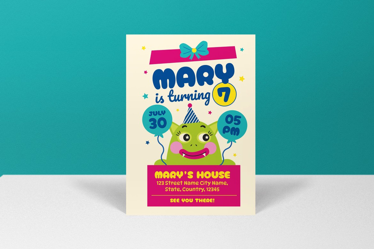 Boy And Girl Birthday Invitation, an Invitation Template by graphicook (Photo 3 of 3)