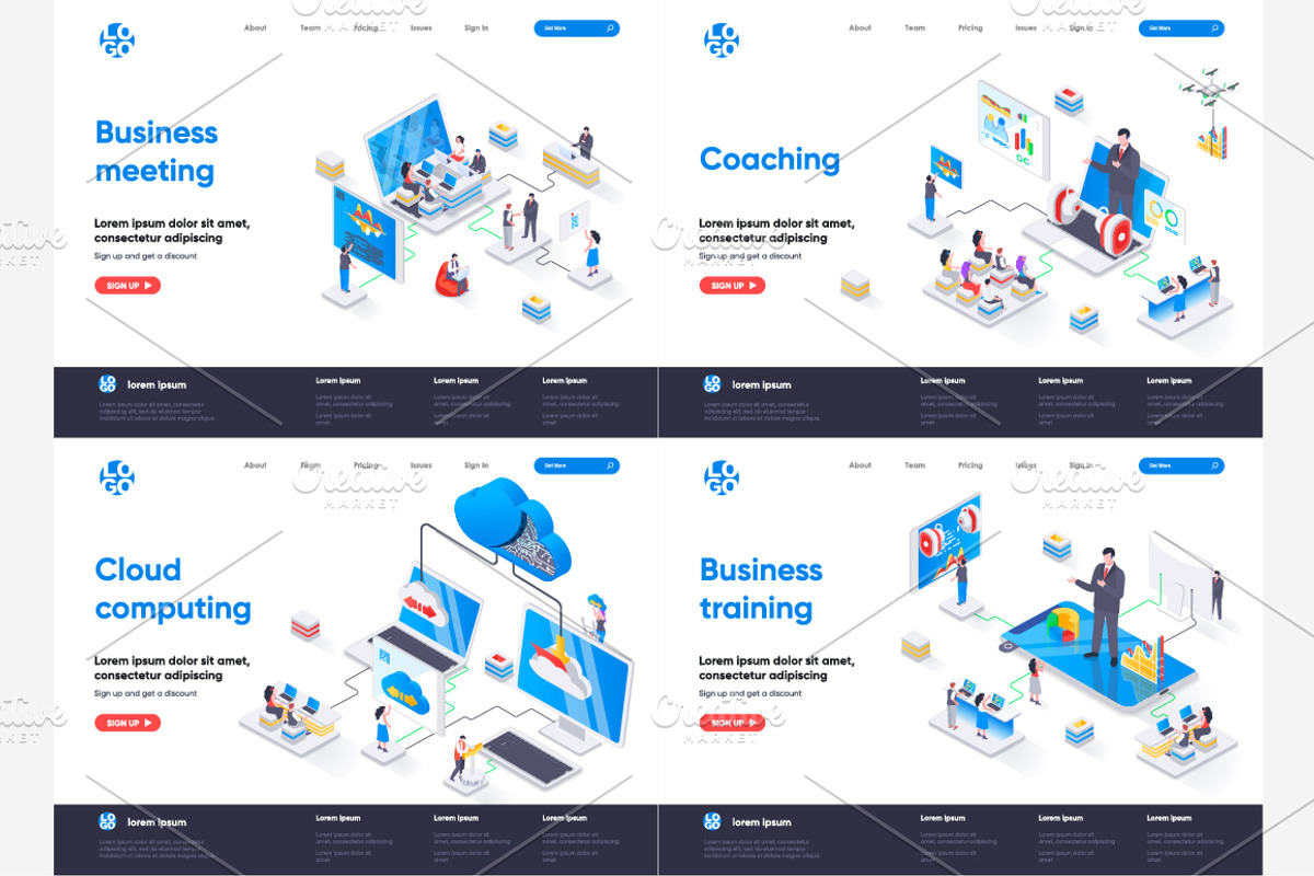 Isometric Landing Page Template, an Illustration by alexdndz (Photo 3 of 29)