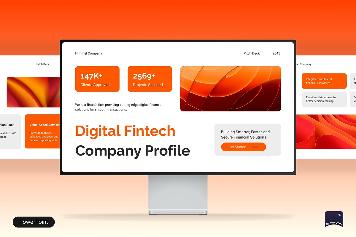 Digital Fintech Pitch Deck, a Presentation Template by Claymoon Lab (Photo 1 of 7)