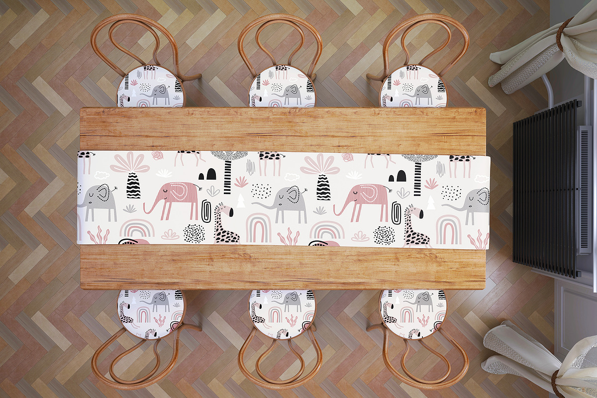6PSD Table runner Mockup Tablecloth, a Household Mockup by GraphicVil (Photo 6 of 9)