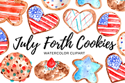 Watercolor Forth Of July Cookie, a Food Illustration by Writelovely (Thumbnail 1 of 2)