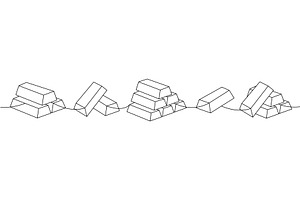 Set of gold bars stack one line, an Object Illustration by GraphiShop