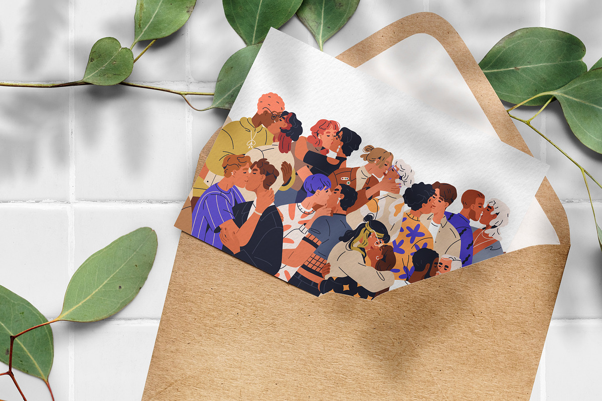 LGBT love couples kissing, hugging, a Person Illustration by Good Studio (Photo 3 of 3)