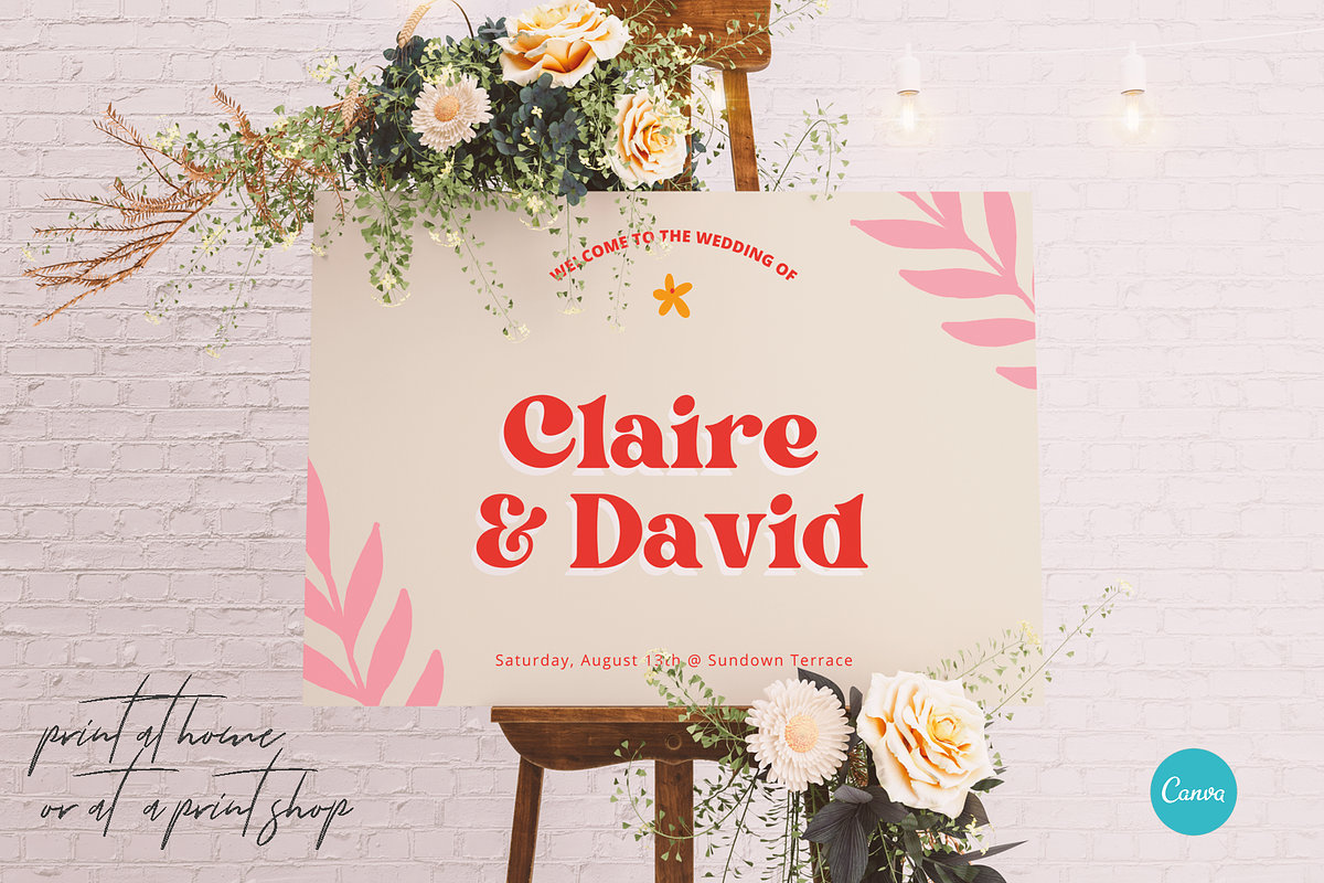 Colorful Retro Wedding Welcome Sign, an Invitation Template by StudioVonBraitenberg (Photo 2 of 7)