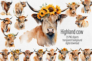 Highland cow, Highland cow 25 PNG, an Animal Illustration by Illustrator Space (Thumbnail 1 of 6)