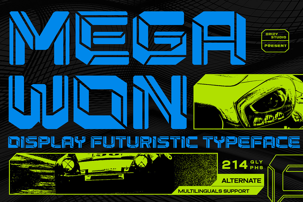 Megawon - Modern Sport Font, a Sans Serif Font by Drizy (Photo 1 of 9)