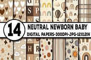 Neutral Newborn Baby Nursery Papers, a Pattern Graphic by Dizzy Art Studio (Thumbnail 1 of 3)