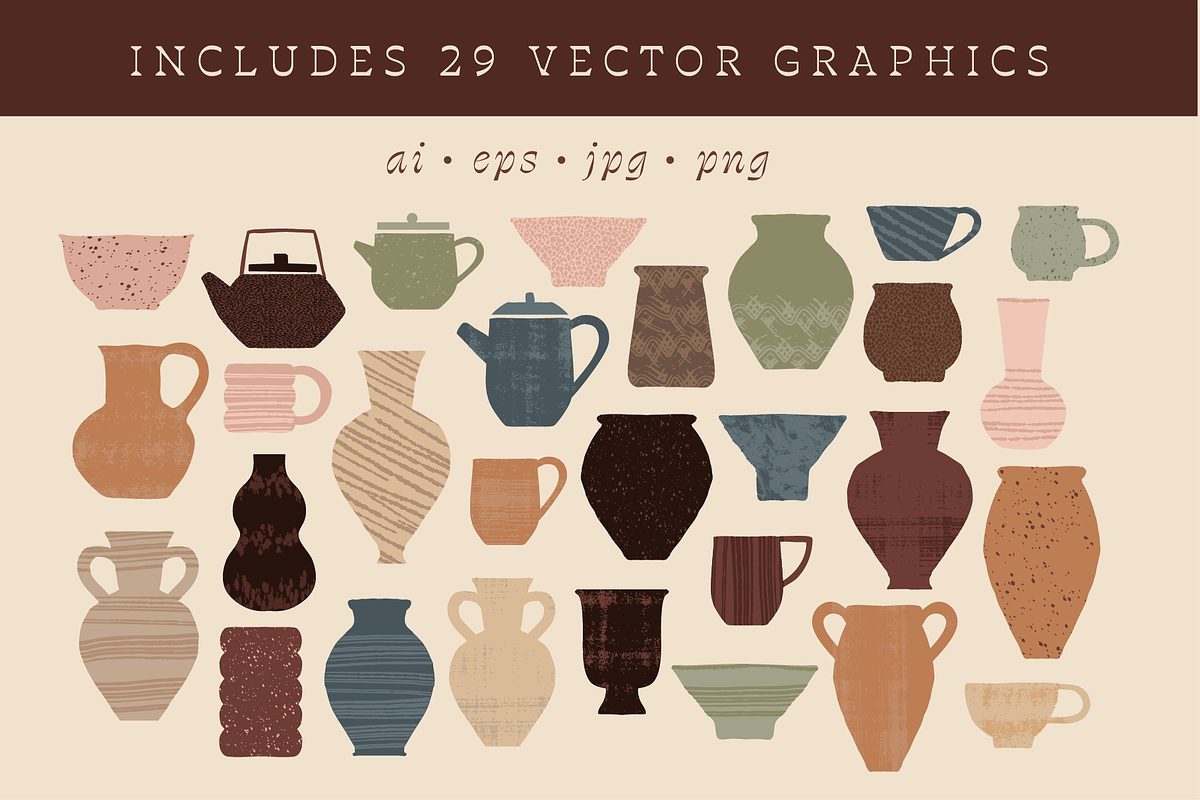 Vector Pottery Ceramics Illustration, an Object Illustration by Gross Illustrations (Photo 3 of 7)