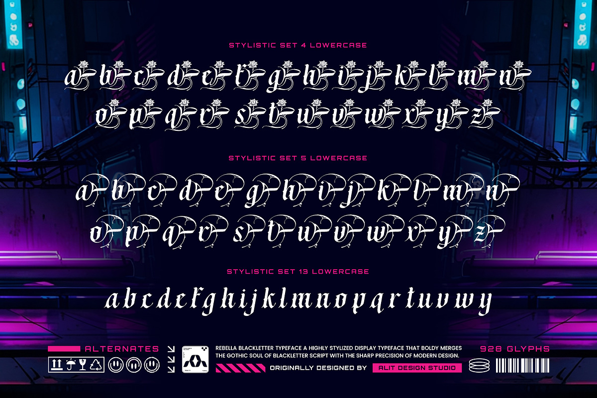 Rebella Typeface, a Blackletter Font by alit design (Photo 11 of 17)
