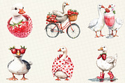 Watercolor Strawberry Goose Clipart, an Illustration by OK Design (Thumbnail 4 of 5)