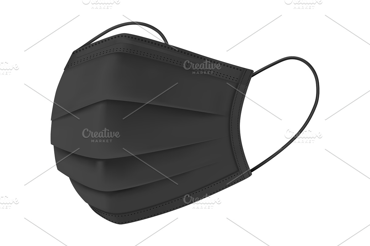 Black medical face mask isolated, an Object Illustration by Yayasya