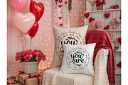Valentine Pillow Mockup with Balloon, a Mockup by MockupWizard (Thumbnail 3 of 4)