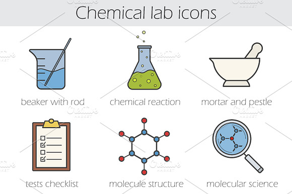 Chemical Lab Icons. Vector