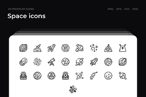 Space icons, an Outline Icon by Wencory