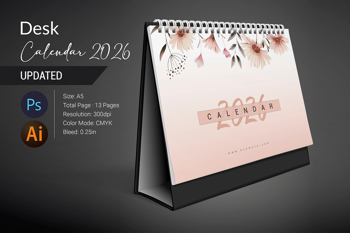 Desk Calendar 2026, a Stationery Template by crazyOWL (Photo 1 of 6)