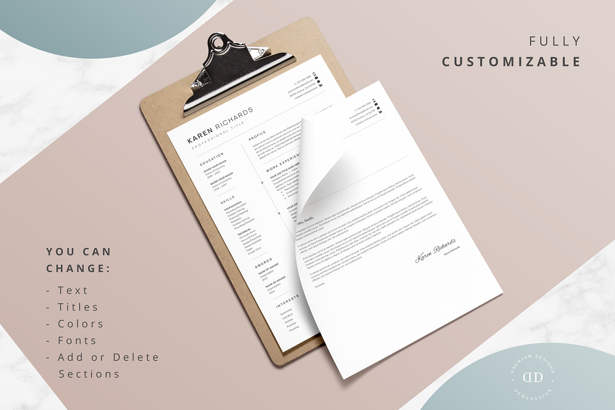 One Page Resume Template, a Resume Template by DemeDesign (Photo 3 of 5)