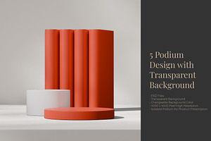 5 Podium with Transparent Background