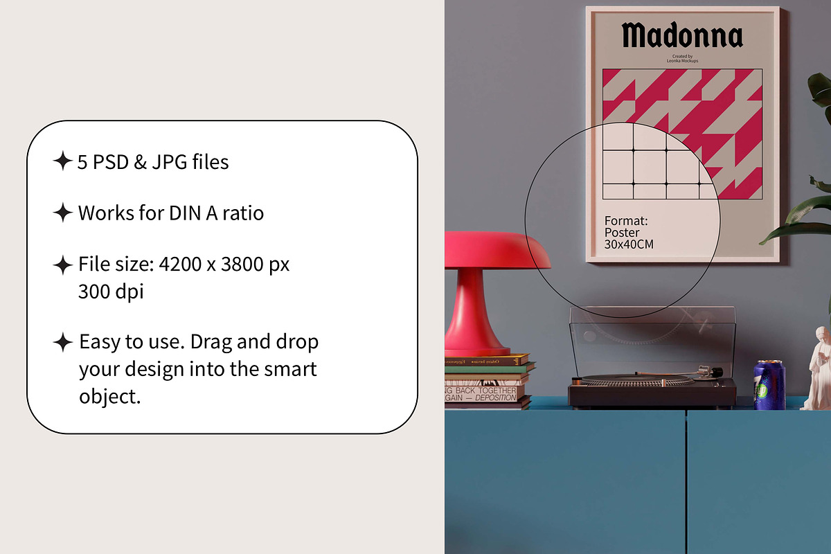 Framed Poster Mockup Bundle MADONNA, a Household Mockup by Bonumo (Photo 4 of 10)