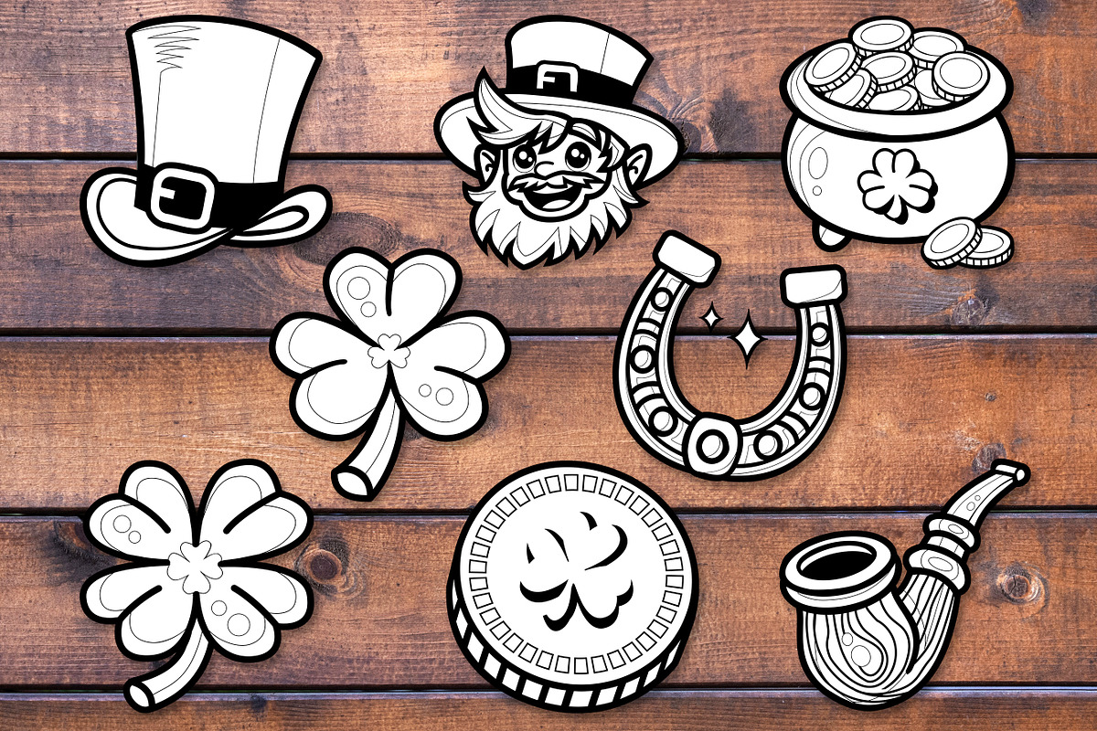 St. Patrick Black & White Clipart, a Seasonal Illustration by V Design Creator (Photo 2 of 8)