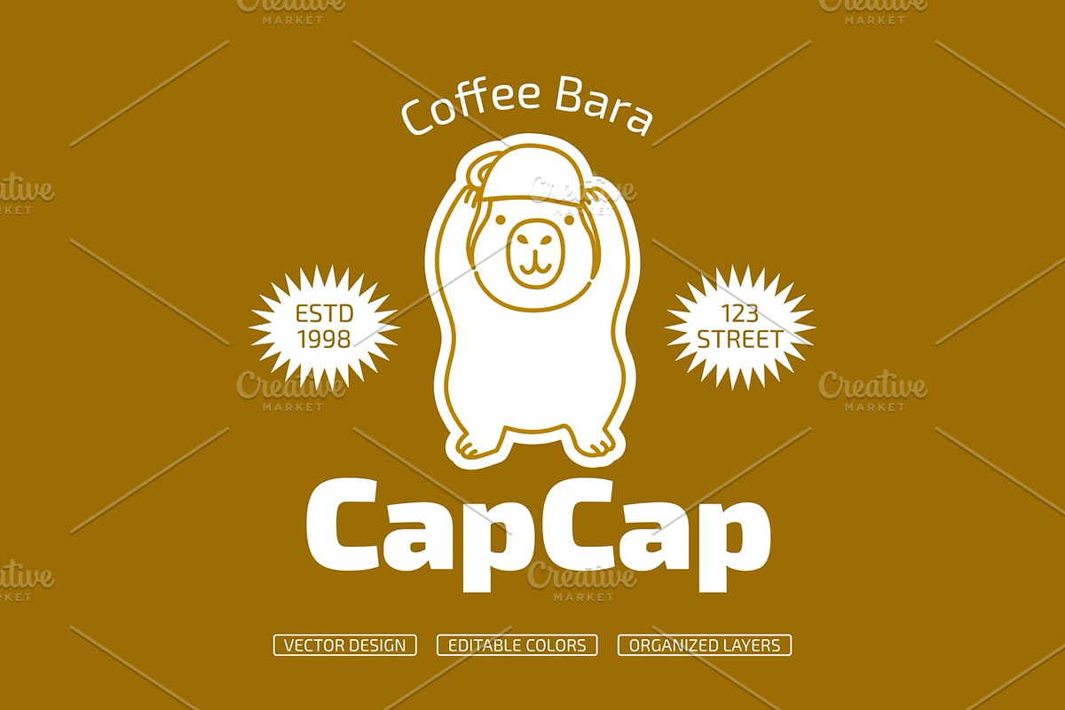 Coffee Bara Mascot Set - 6 Capybara, a Branding & Logo Template by Claymoon Lab (Photo 6 of 6)