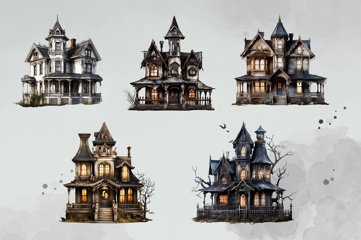 10 Haunted House Cliparts, an Object Illustration by Nuchylee Photo (Photo 3 of 4)