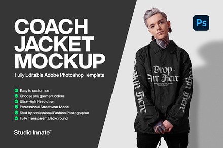 Coach Jacket Mockup – Modelled