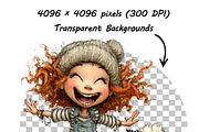 Whimsical Girl and Dog Love Clipart, an Illustration by one-touch (Thumbnail 12 of 18)