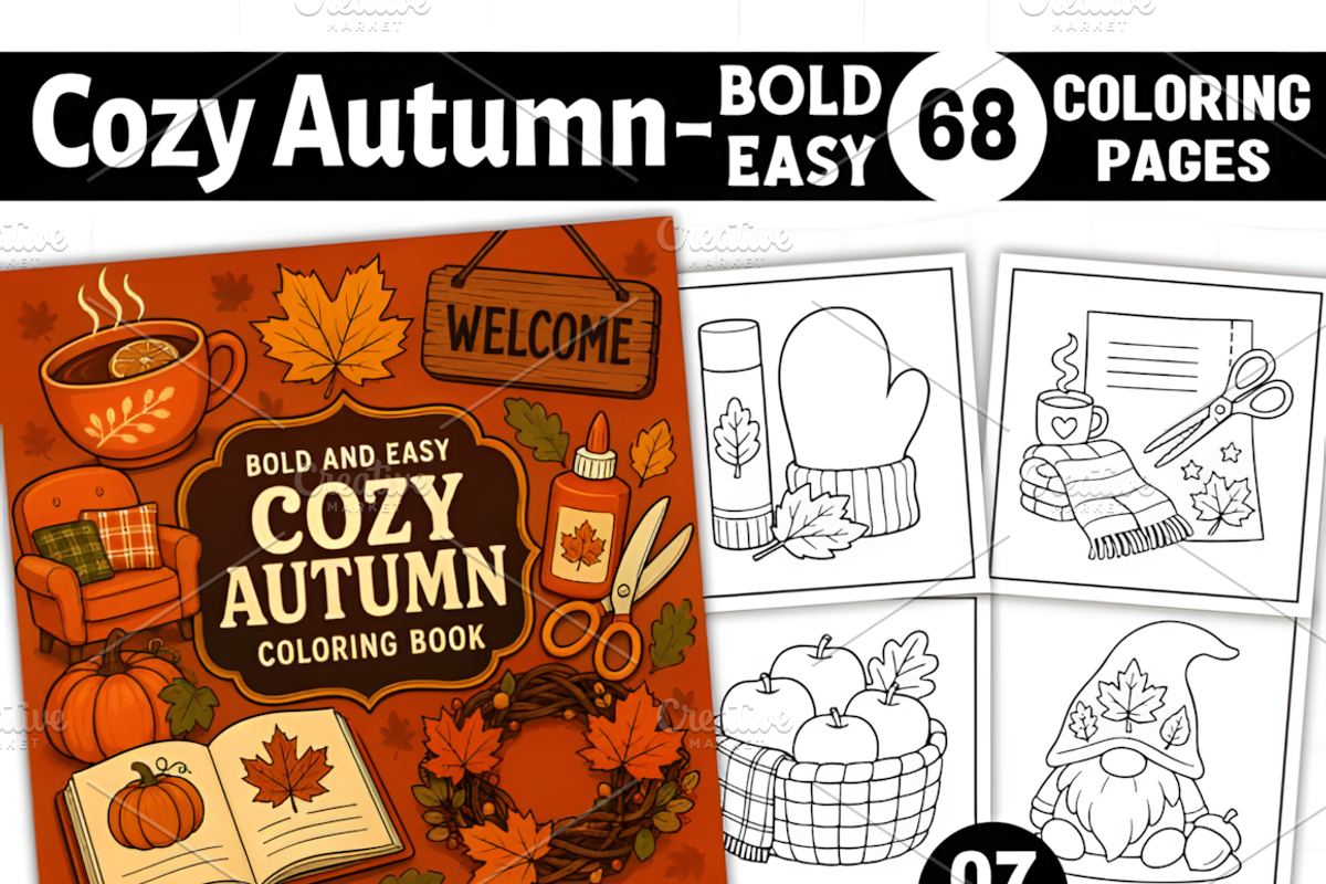 Bold and Easy Cozy Autumn Coloring, a Seasonal Illustration by Coco Bloom (Photo 1 of 3)