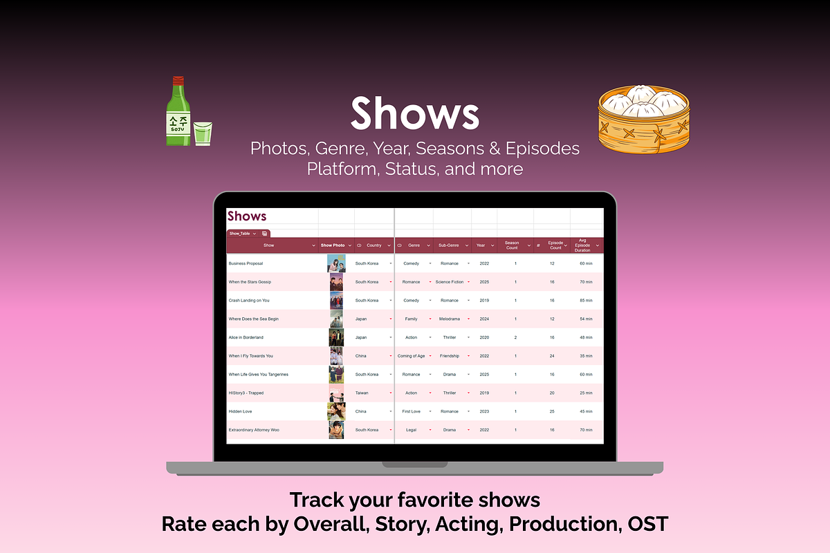Asian Drama Tracker - Google Sheets, an App Template by Ardent Workshop (Photo 2 of 8)
