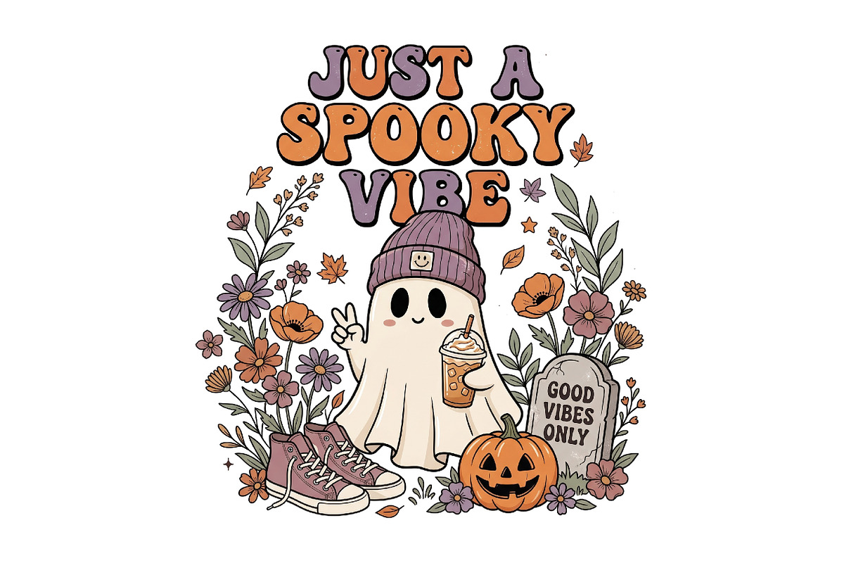 Vintage Spooky Vibe Halloween Ghost, a Seasonal Illustration by CraftArtStudio (Photo 1 of 4)