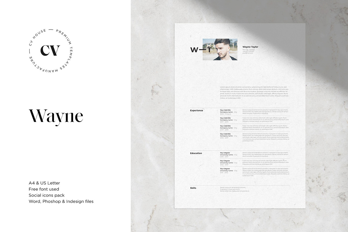 Wayne | CV / resume template, a Resume Template by CV house (Photo 1 of 10)