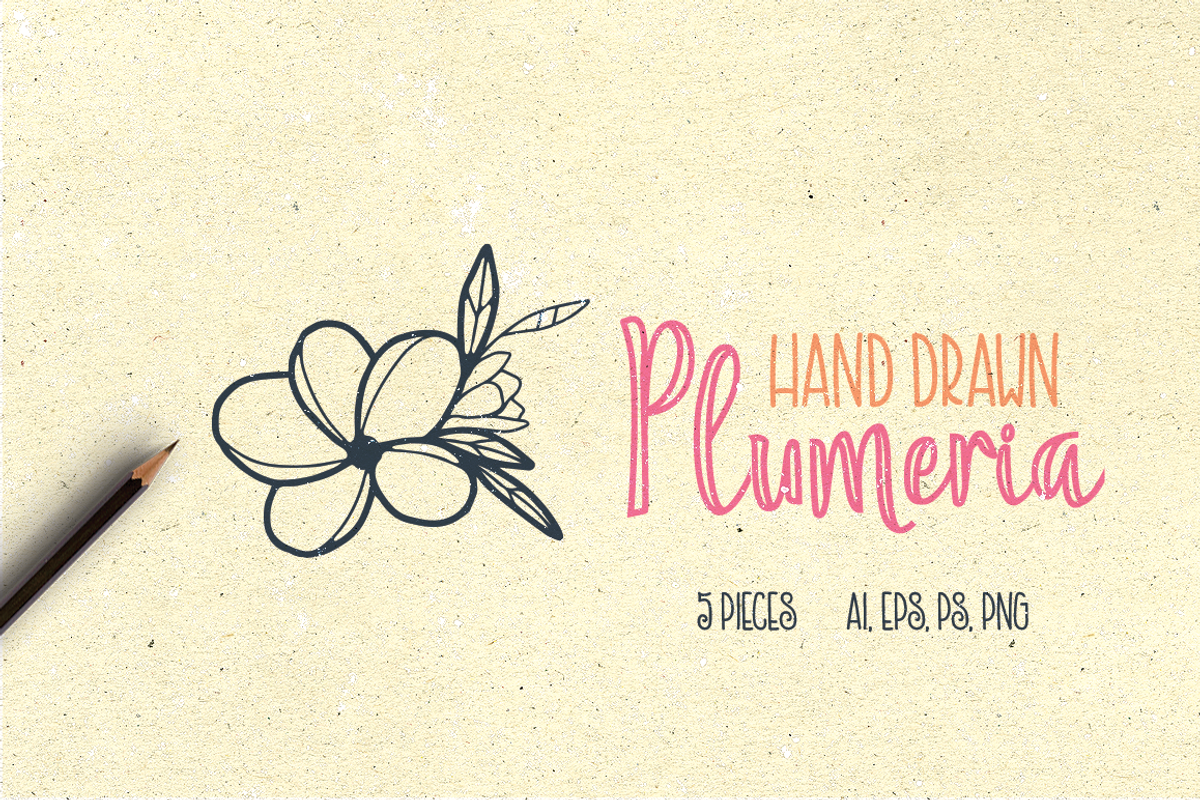 Hand Drawn Plumeria, an Illustration by By Kerri Ann (Photo 1 of 2)