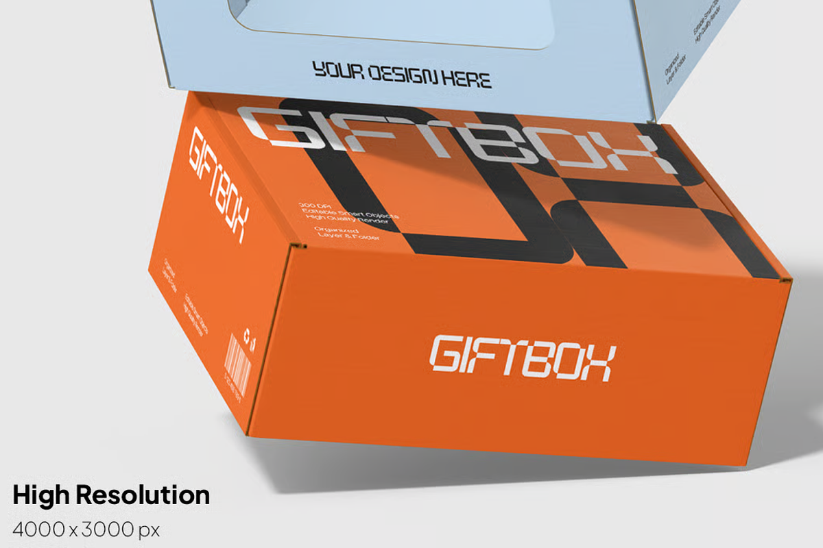 Gift Box Mockup 2 Scenes, a Packaging Mockup by graphicsauce (Photo 3 of 4)