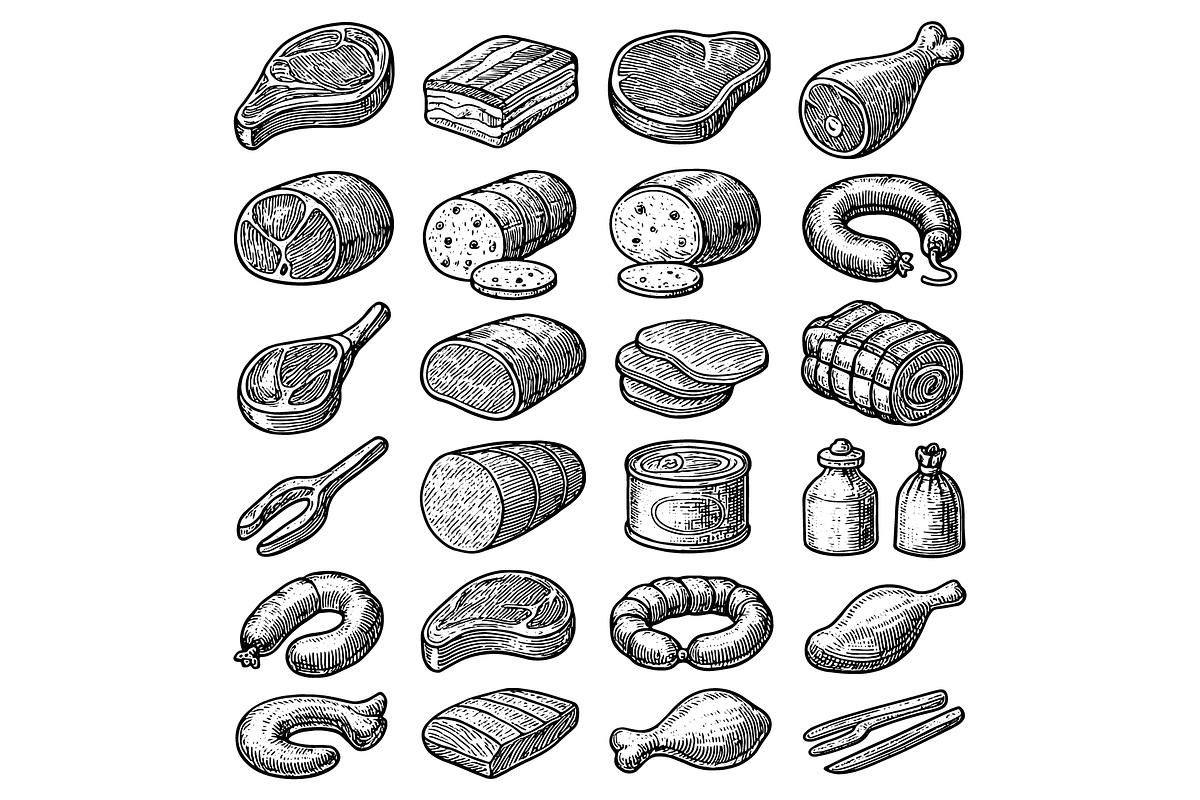 Meat and Sausage  Illustration, an Object Graphic by RT Studio