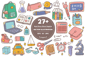 Hand Drawn School Supplies Doodles