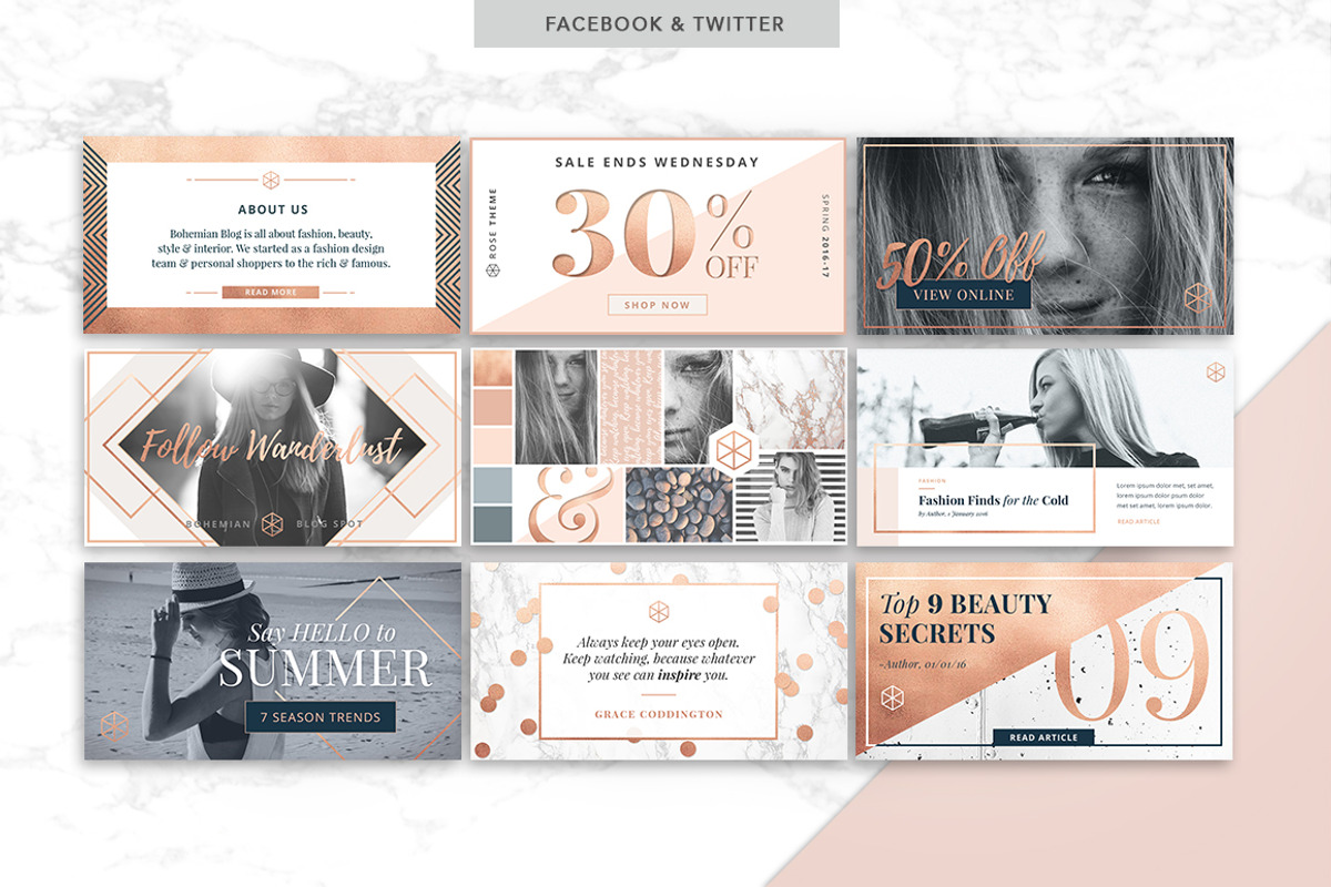 ROSE GOLD | Social Media Pack, a Social Media Template by Marigold Studios (Photo 7 of 13)