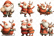 Santa And Reindeer Clipart, an Illustration by Black Bird Studio (Thumbnail 5 of 6)