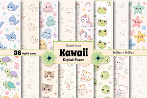 Seamless Kawaii Digital Paper