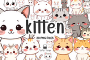 Cute kitten, cat kawaii style png, an Illustration by TukTuk Design (Thumbnail 1 of 2)