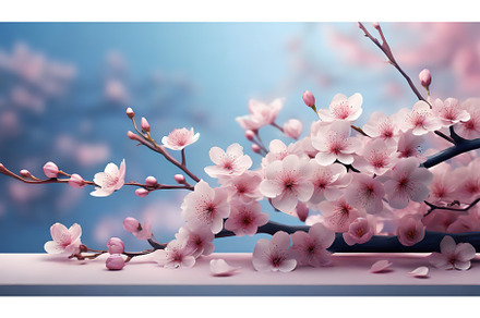 Delicate cherry blossoms in soft