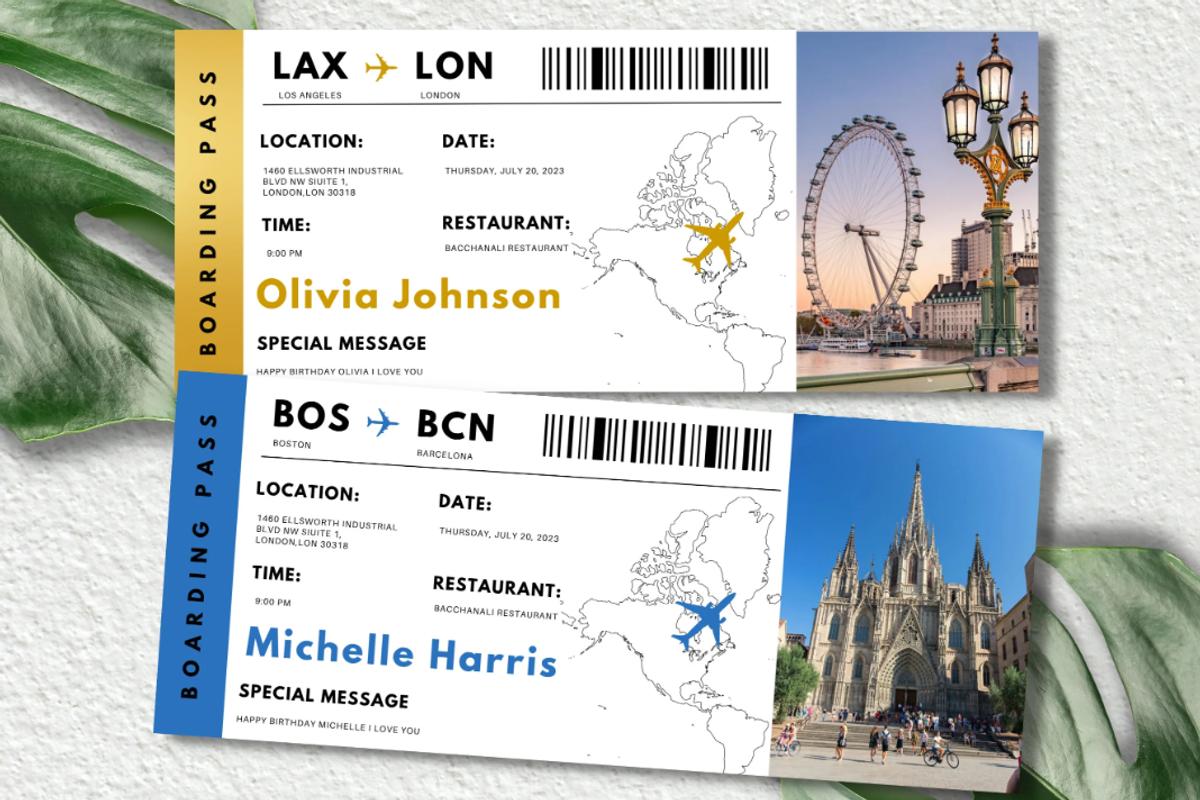 Surprise Travel Ticket Gift, a Card Template by YasdeyDesigns (Photo 1 of 8)