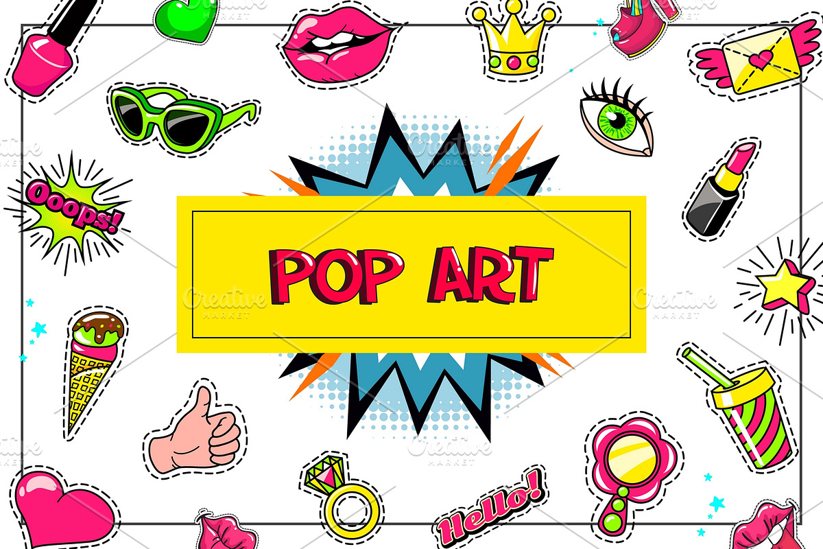 Pop Art Fashion Stickers Concept, a Decorative Illustration by Alexander Belenkiy