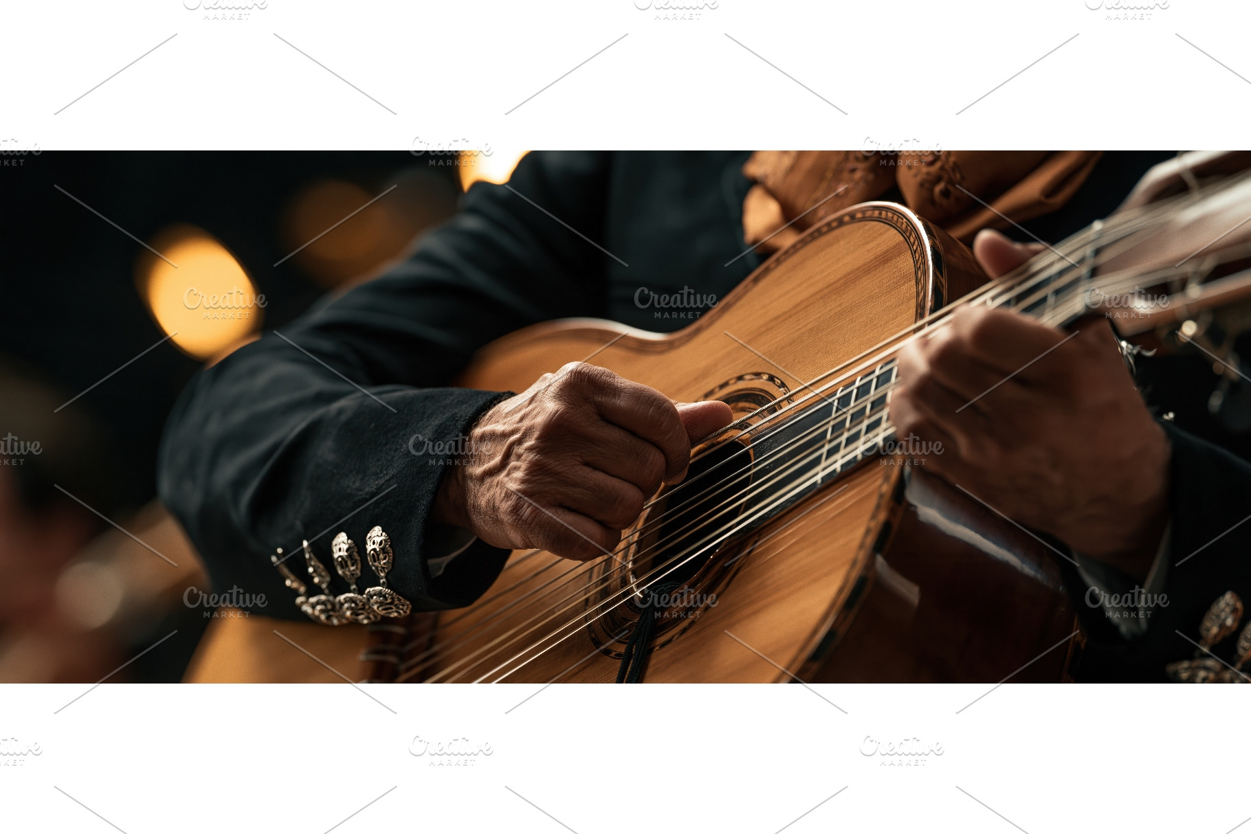 Mariachi Guitarist Hands Strumming, an Arts & Entertainment Photo by piter.goskov