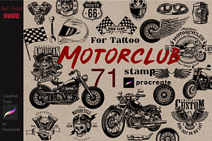 Motor Club Tattoo Stamp Skull Custom