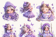 Violets Flower Gnome Girl Clipart, a Person Illustration by BusyDaydesign (Thumbnail 4 of 8)