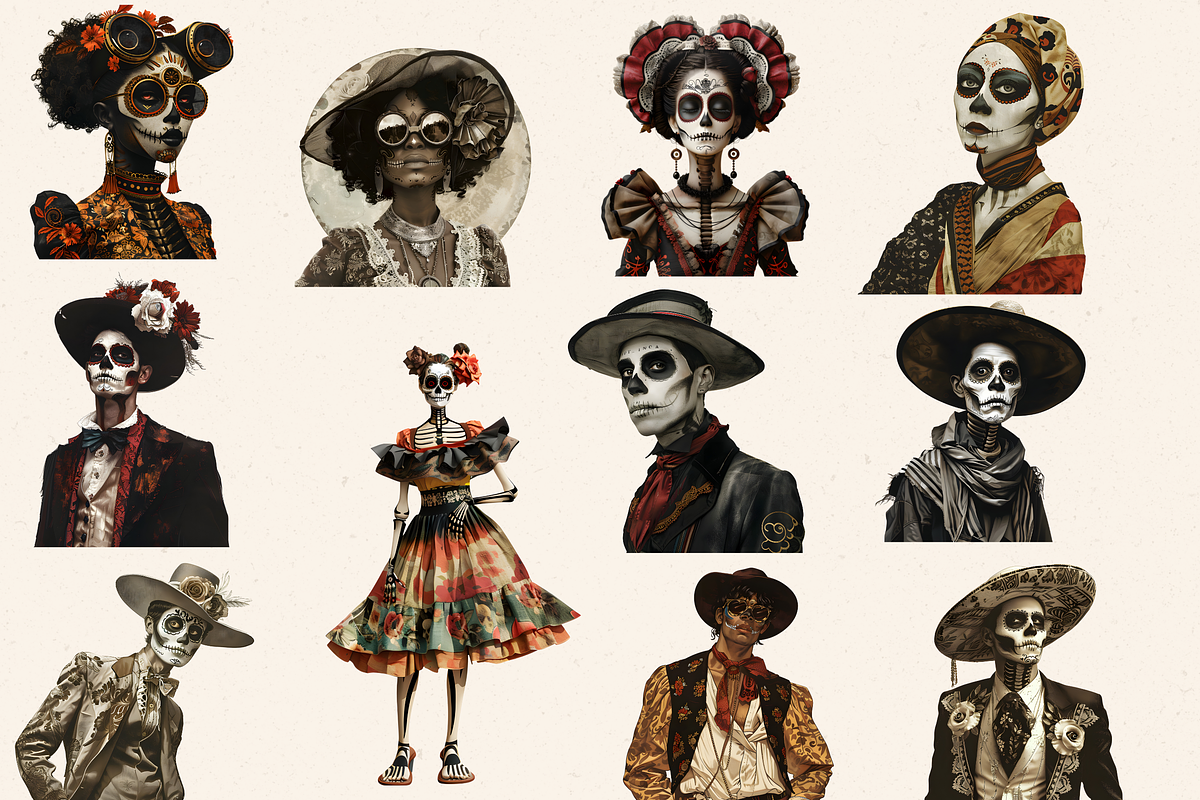DAY OF THE DEAD CHARACTERS CLIPART, a Person Illustration by Daring Digies (Photo 5 of 8)