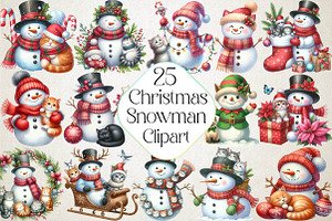 Christmas Snowman with Cats, an Illustration by DreamPrint404