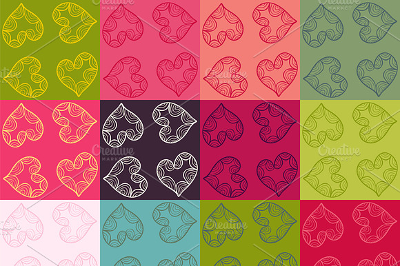 Collection Of Patterns With Hearts