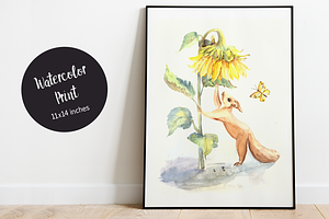 Sunflower And Squirrel Print